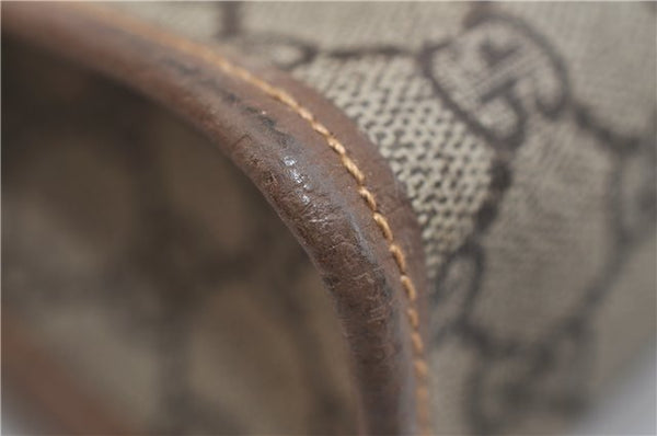 Authentic GUCCI Vintage Clutch Hand Bag Purse GG PVC Leather Brown 0700F