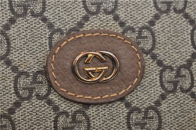 Authentic GUCCI Vintage Clutch Hand Bag Purse GG PVC Leather Brown 0700F