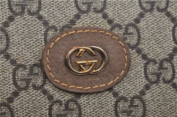 Authentic GUCCI Vintage Clutch Hand Bag Purse GG PVC Leather Brown 0700F