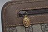 Authentic GUCCI Vintage Clutch Hand Bag Purse GG PVC Leather Brown 0700F