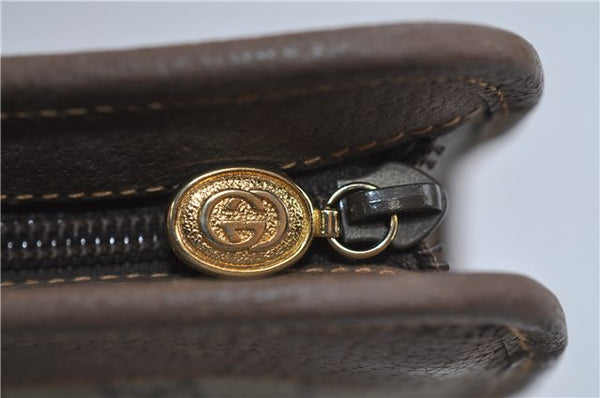 Authentic GUCCI Vintage Clutch Hand Bag Purse GG PVC Leather Brown 0700F