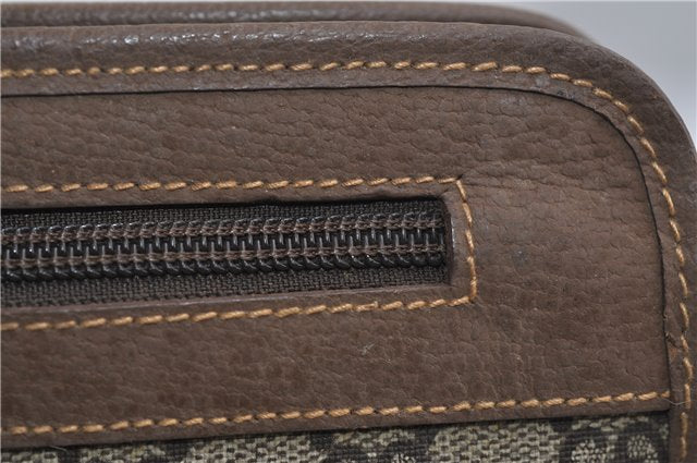 Authentic GUCCI Vintage Clutch Hand Bag Purse GG PVC Leather Brown 0700F