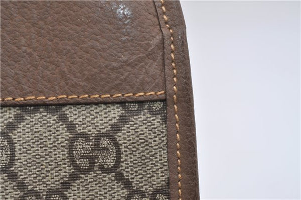 Authentic GUCCI Vintage Clutch Hand Bag Purse GG PVC Leather Brown 0700F