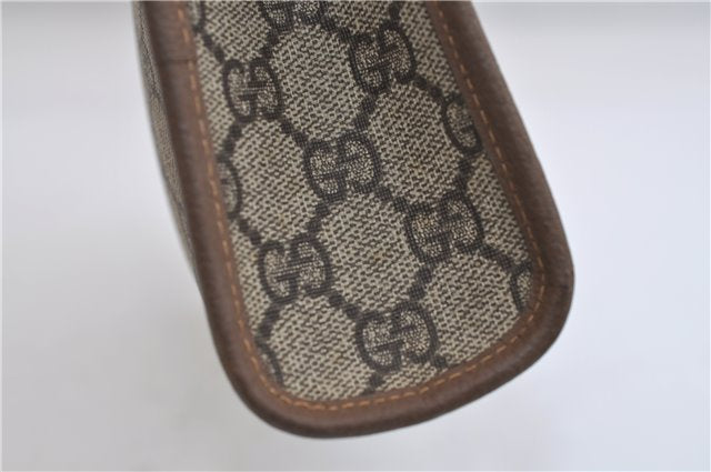 Authentic GUCCI Vintage Clutch Hand Bag Purse GG PVC Leather Brown 0700F