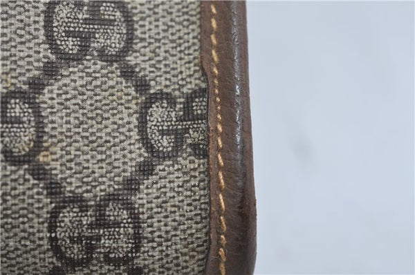 Authentic GUCCI Vintage Clutch Hand Bag Purse GG PVC Leather Brown 0700F
