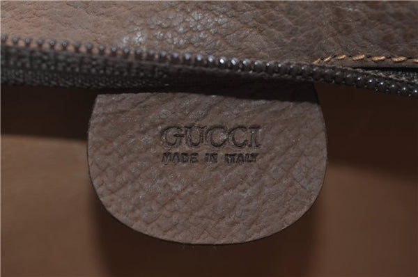 Authentic GUCCI Vintage Clutch Hand Bag Purse GG PVC Leather Brown 0700F