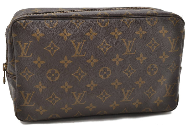 Auth Louis Vuitton Monogram Trousse Toilette 28 Clutch Hand Bag M47522 LV 0711D