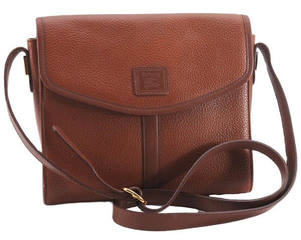 Authentic Burberrys Vintage Shoulder Cross Body Bag Purse Leather Brown 0715F