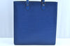 Authentic Louis Vuitton Epi Leather Sac Plat Hand Bag Blue M52075 LV Junk 0717H