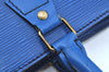 Authentic Louis Vuitton Epi Leather Sac Plat Hand Bag Blue M52075 LV Junk 0717H