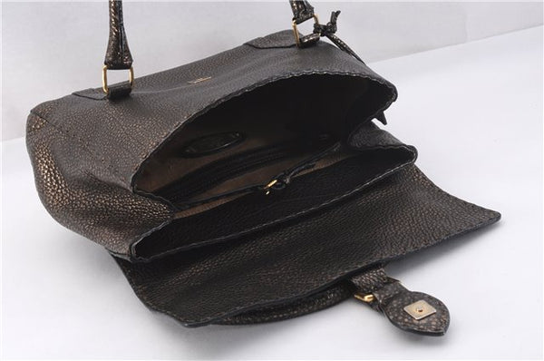 Authentic FENDI Selleria Vintage Shoulder Tote Bag Leather Brown 0721F