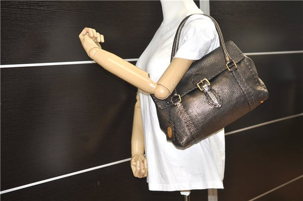 Authentic FENDI Selleria Vintage Shoulder Tote Bag Leather Brown 0721F