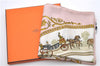 Authentic HERMES Carre 90 Scarf "LA PROMENADE DE LONGCHAMPS" Silk Pink Box 0736E