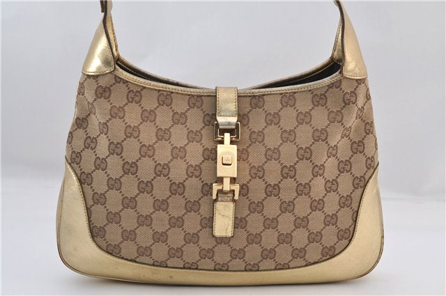 Authentic GUCCI Jackie Shoulder Hand Bag GG Canvas Leather 0013306 Brown 0737F