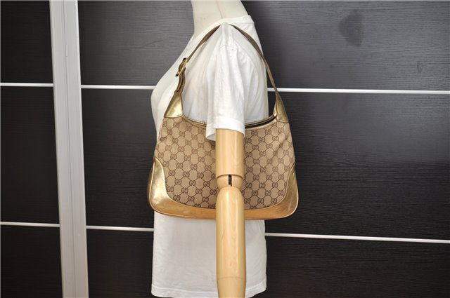 Authentic GUCCI Jackie Shoulder Hand Bag GG Canvas Leather 0013306 Brown 0737F