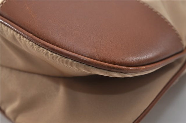 Authentic PRADA Nylon Tessuto Leather Shoulder Cross Body Bag Beige 0744F