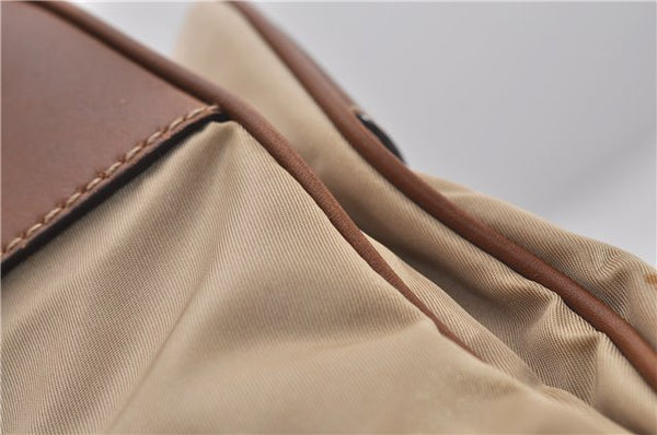 Authentic PRADA Nylon Tessuto Leather Shoulder Cross Body Bag Beige 0744F