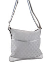 Authentic GUCCI Shoulder Cross Body Bag GG Canvas Leather 145857 Silver 0748F
