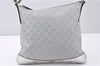 Authentic GUCCI Shoulder Cross Body Bag GG Canvas Leather 145857 Silver 0748F