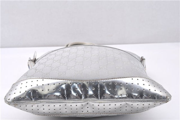 Authentic GUCCI Shoulder Cross Body Bag GG Canvas Leather 145857 Silver 0748F