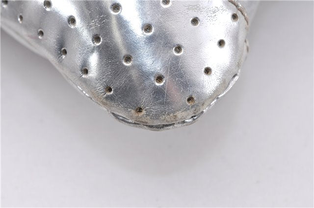 Authentic GUCCI Shoulder Cross Body Bag GG Canvas Leather 145857 Silver 0748F