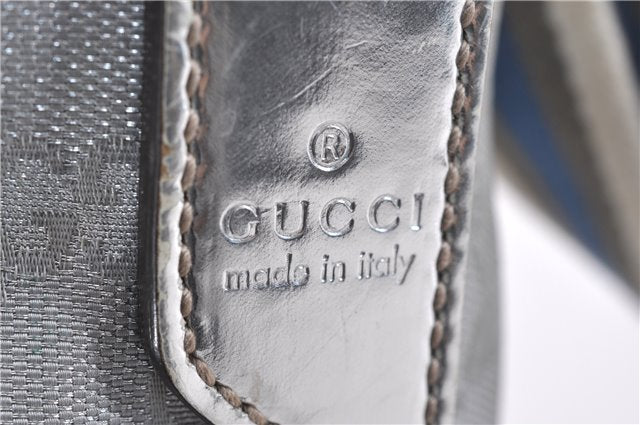 Authentic GUCCI Shoulder Cross Body Bag GG Canvas Leather 145857 Silver 0748F