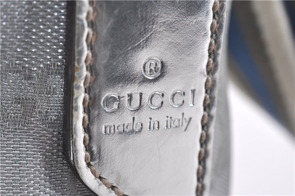 Authentic GUCCI Shoulder Cross Body Bag GG Canvas Leather 145857 Silver 0748F