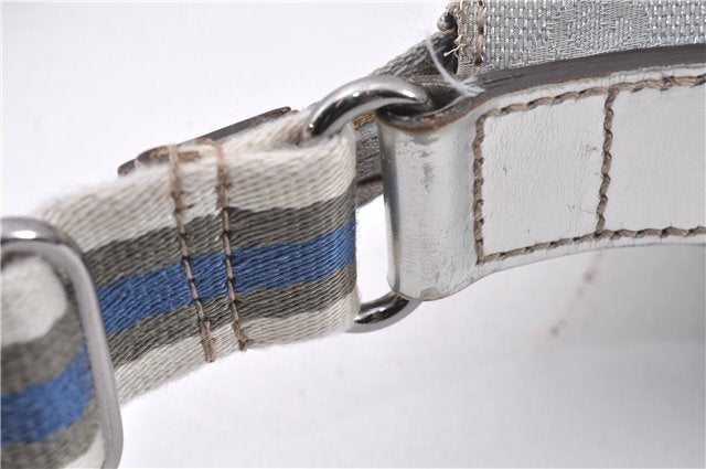 Authentic GUCCI Shoulder Cross Body Bag GG Canvas Leather 145857 Silver 0748F