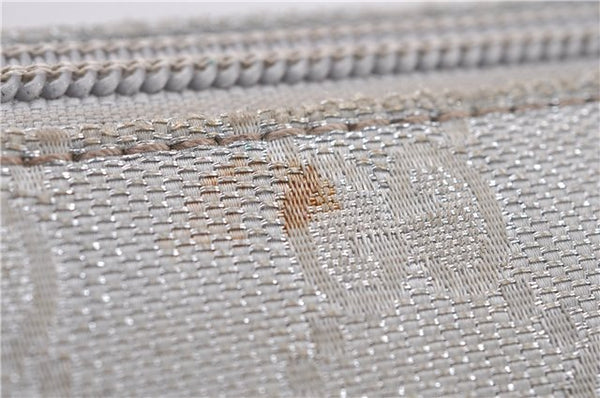 Authentic GUCCI Shoulder Cross Body Bag GG Canvas Leather 145857 Silver 0748F