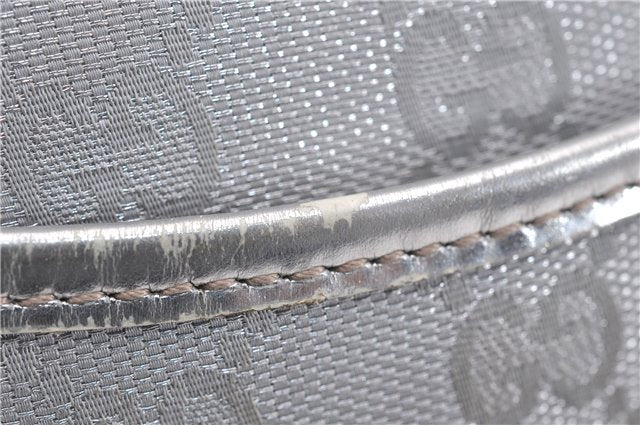 Authentic GUCCI Shoulder Cross Body Bag GG Canvas Leather 145857 Silver 0748F