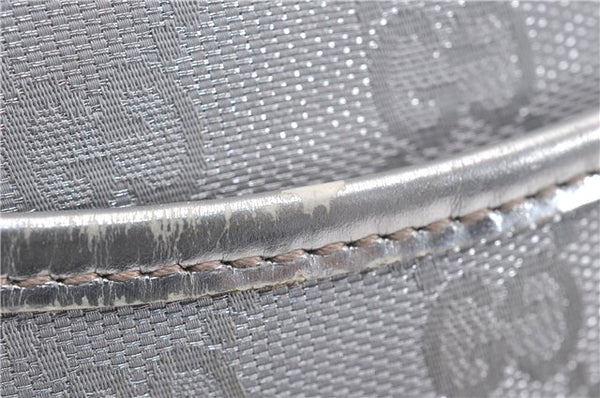 Authentic GUCCI Shoulder Cross Body Bag GG Canvas Leather 145857 Silver 0748F