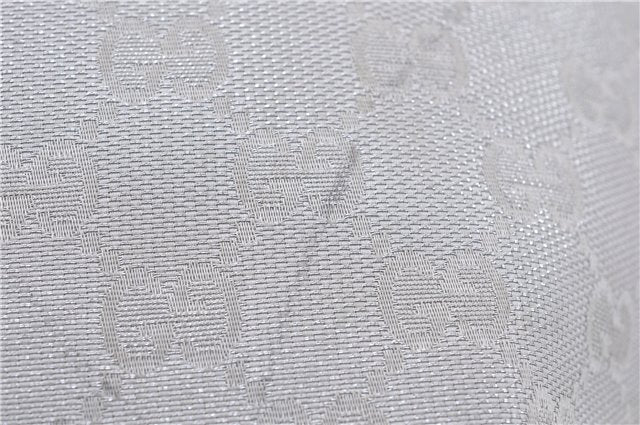 Authentic GUCCI Shoulder Cross Body Bag GG Canvas Leather 145857 Silver 0748F