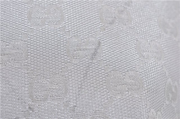 Authentic GUCCI Shoulder Cross Body Bag GG Canvas Leather 145857 Silver 0748F