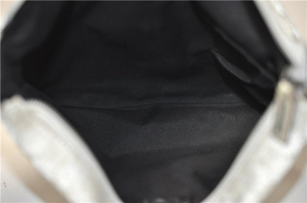 Authentic GUCCI Shoulder Cross Body Bag GG Canvas Leather 145857 Silver 0748F