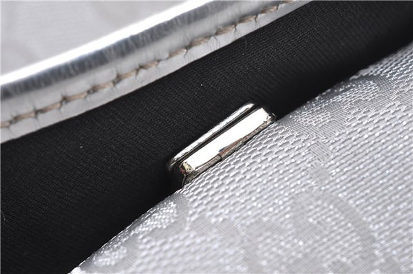 Authentic GUCCI Shoulder Cross Body Bag GG Canvas Leather 145857 Silver 0748F