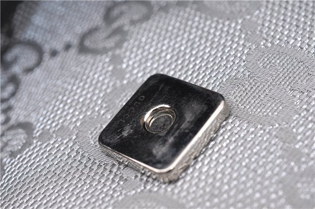 Authentic GUCCI Shoulder Cross Body Bag GG Canvas Leather 145857 Silver 0748F