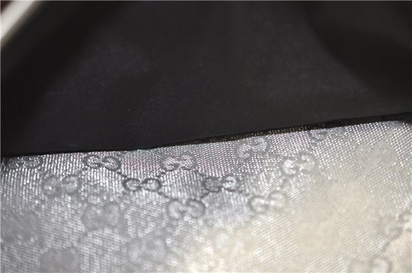 Authentic GUCCI Shoulder Cross Body Bag GG Canvas Leather 145857 Silver 0748F