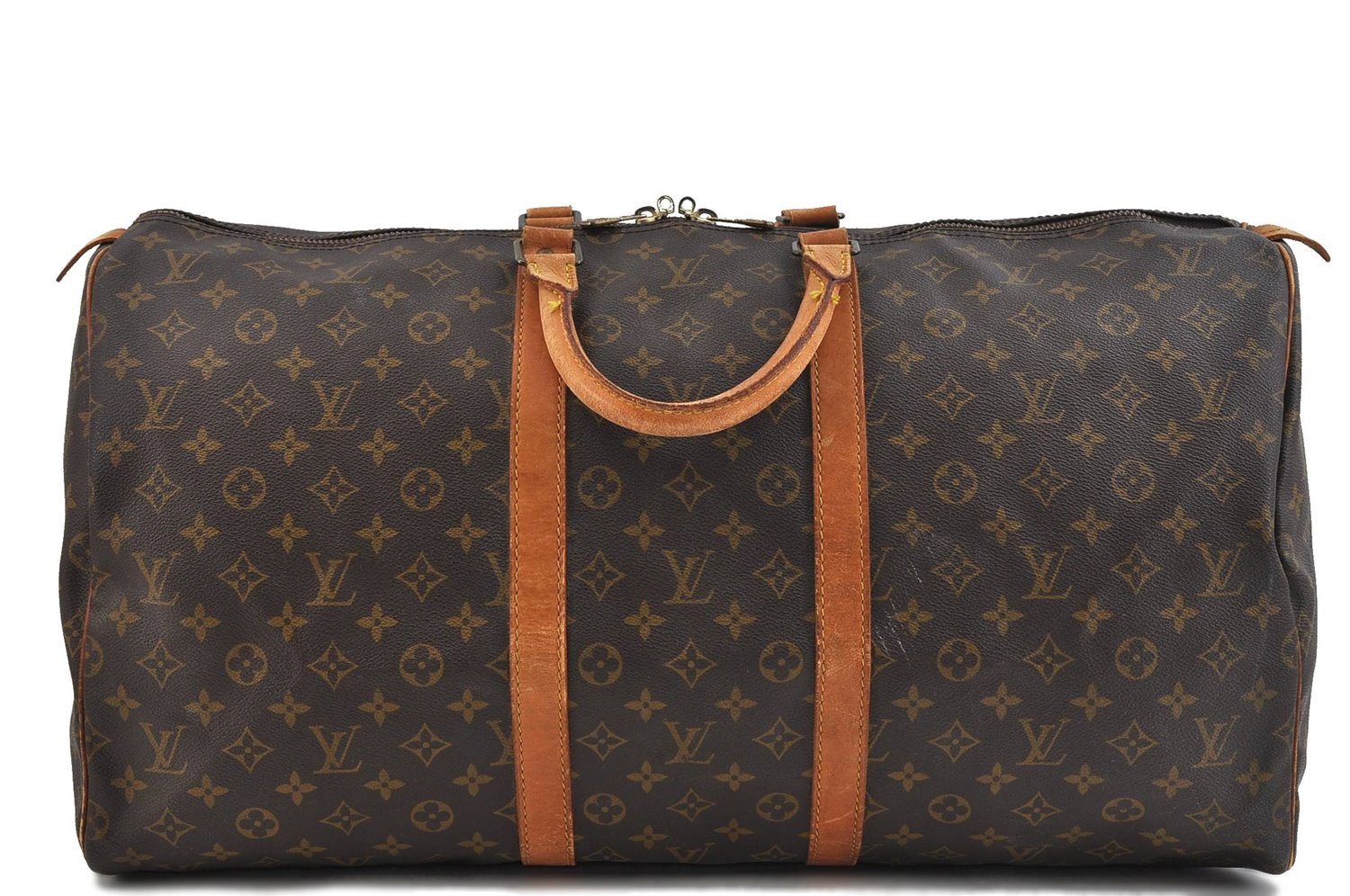 Authentic Louis Vuitton Monogram Keepall 55 Boston Bag M41424 LV 0755D