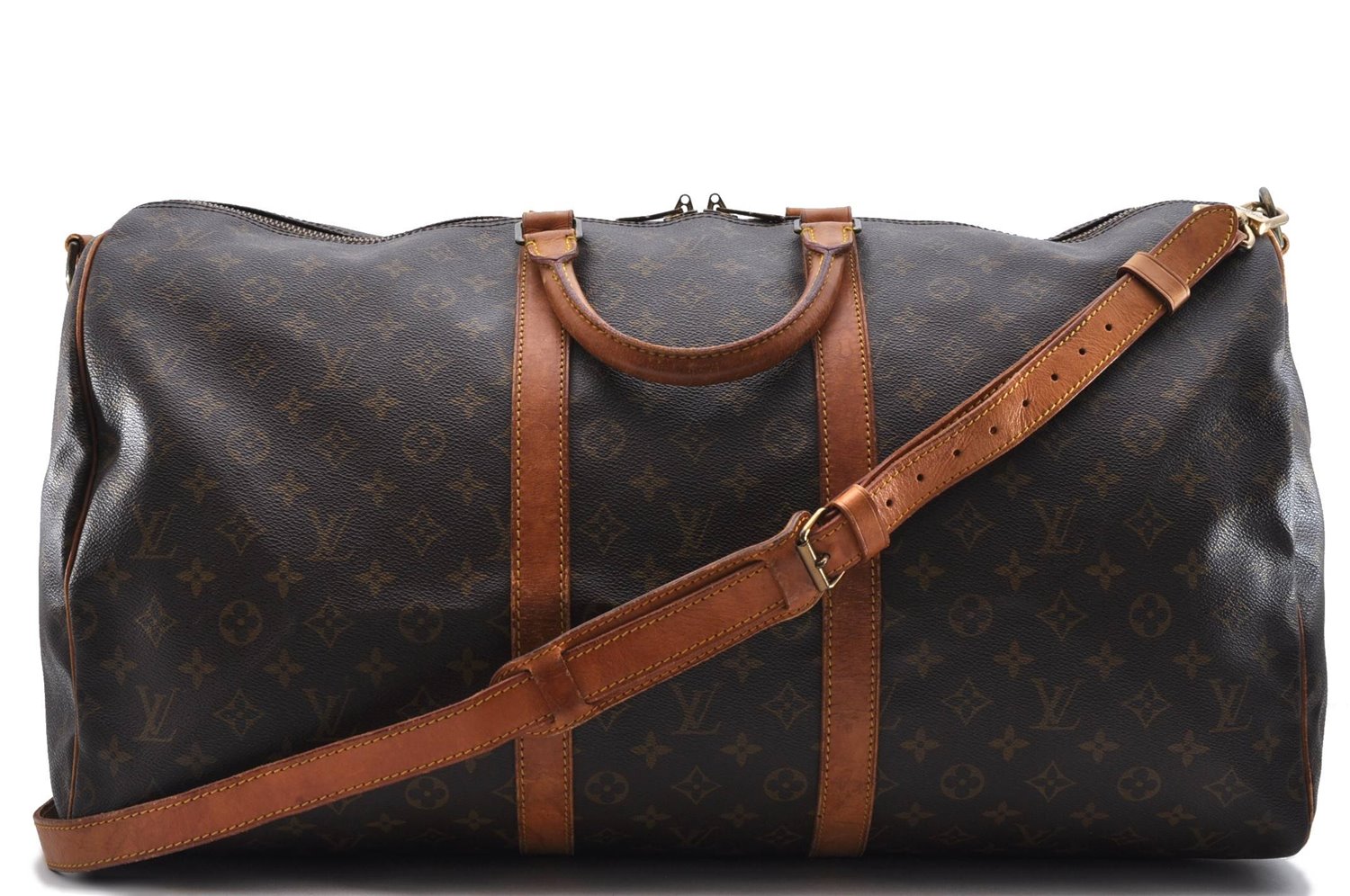 Auth Louis Vuitton Monogram Keepall Bandouliere 55 Boston Bag M41414 LV 0758D