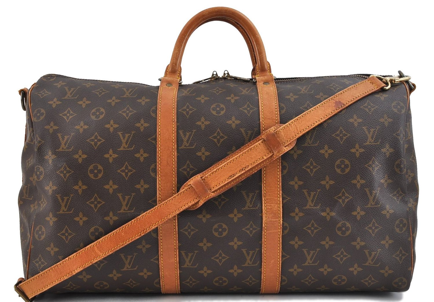 Auth Louis Vuitton Monogram Keepall Bandouliere 50 Boston Bag M41416 LV 0762D