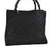 Authentic GUCCI Bamboo Shoulder Hand Bag GG Nylon Leather 0021010 Black 0762F