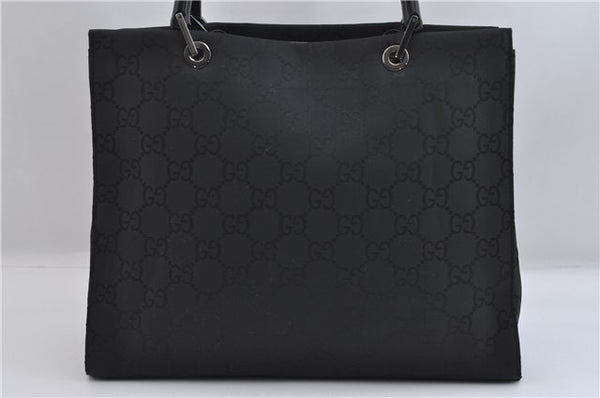 Authentic GUCCI Bamboo Shoulder Hand Bag GG Nylon Leather 0021010 Black 0762F