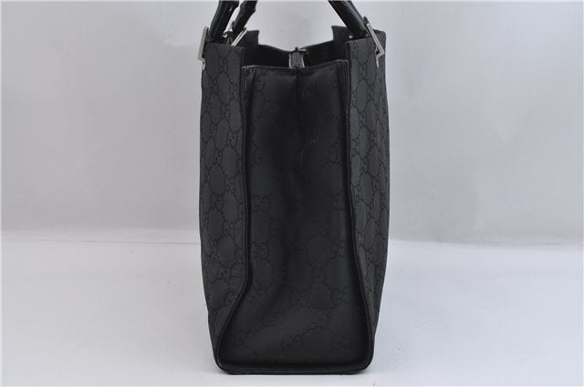Authentic GUCCI Bamboo Shoulder Hand Bag GG Nylon Leather 0021010 Black 0762F
