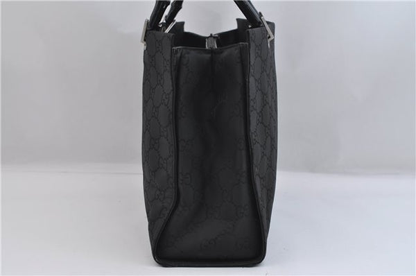 Authentic GUCCI Bamboo Shoulder Hand Bag GG Nylon Leather 0021010 Black 0762F