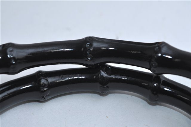 Authentic GUCCI Bamboo Shoulder Hand Bag GG Nylon Leather 0021010 Black 0762F