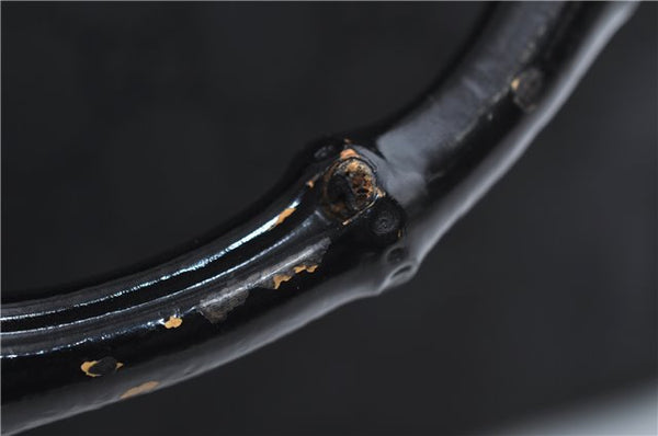 Authentic GUCCI Bamboo Shoulder Hand Bag GG Nylon Leather 0021010 Black 0762F