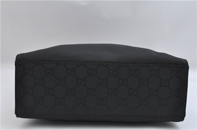 Authentic GUCCI Bamboo Shoulder Hand Bag GG Nylon Leather 0021010 Black 0762F