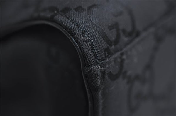 Authentic GUCCI Bamboo Shoulder Hand Bag GG Nylon Leather 0021010 Black 0762F