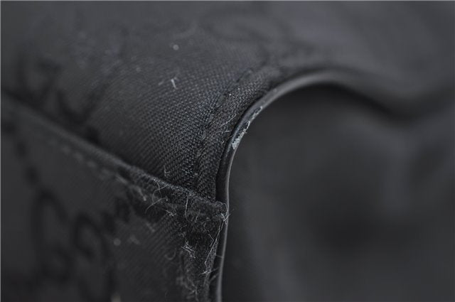 Authentic GUCCI Bamboo Shoulder Hand Bag GG Nylon Leather 0021010 Black 0762F