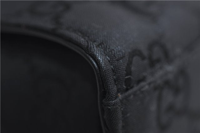 Authentic GUCCI Bamboo Shoulder Hand Bag GG Nylon Leather 0021010 Black 0762F